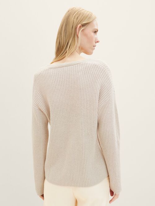 Knitted L Clouds Size Tom Sweater V-neck Melange Grey - Tailor®