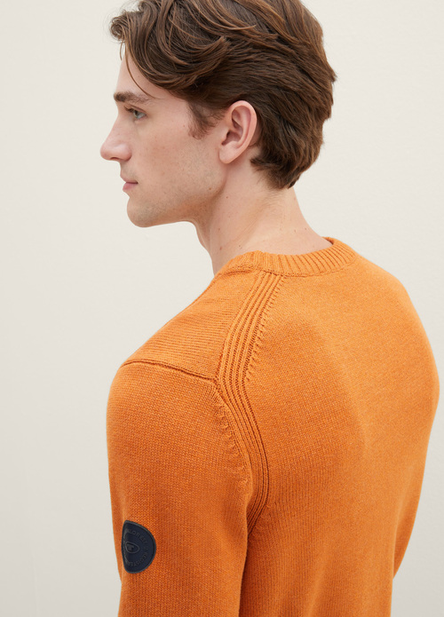 Tom Tailor Knitted Sweater With A Round Neckline Tomato Cream Orange Melange - 1038246-32752