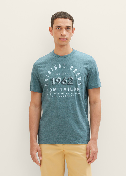 Denim Tom Tailor® T-shirt print logo Blue L with Size a Captain - Sky
