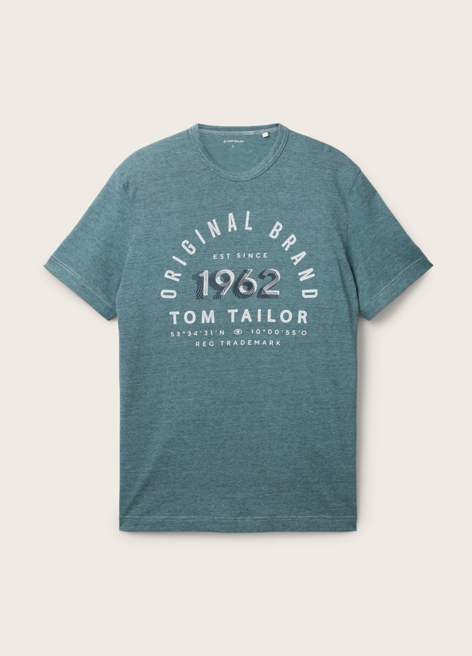 Tom Tailor® Blue Print Stone Fine L Stripe - Navy Size T-shirt With A
