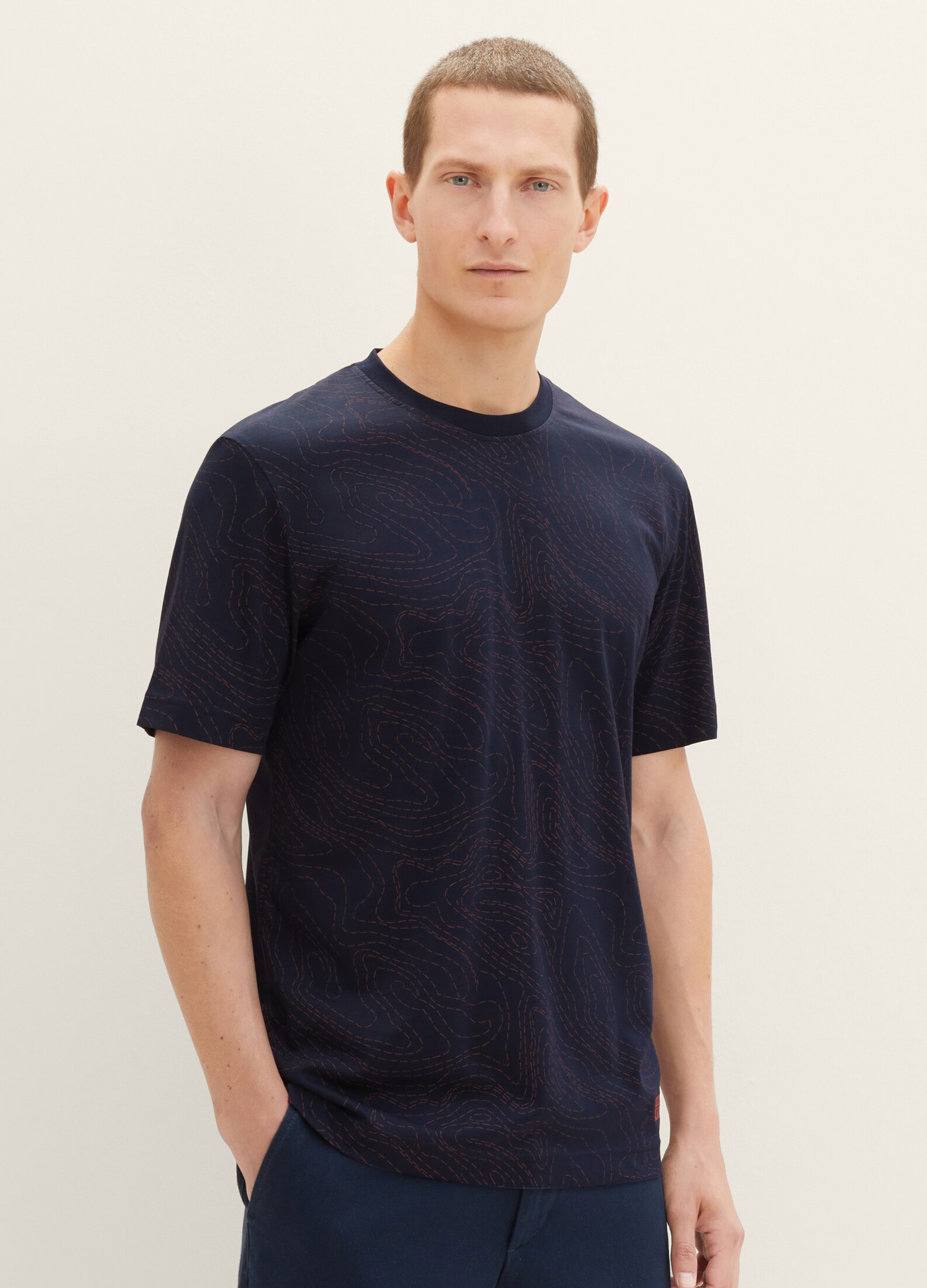 Tom Tailor® Patterned M Blue - T-shirt Design Captain Sky Rozmiar Line