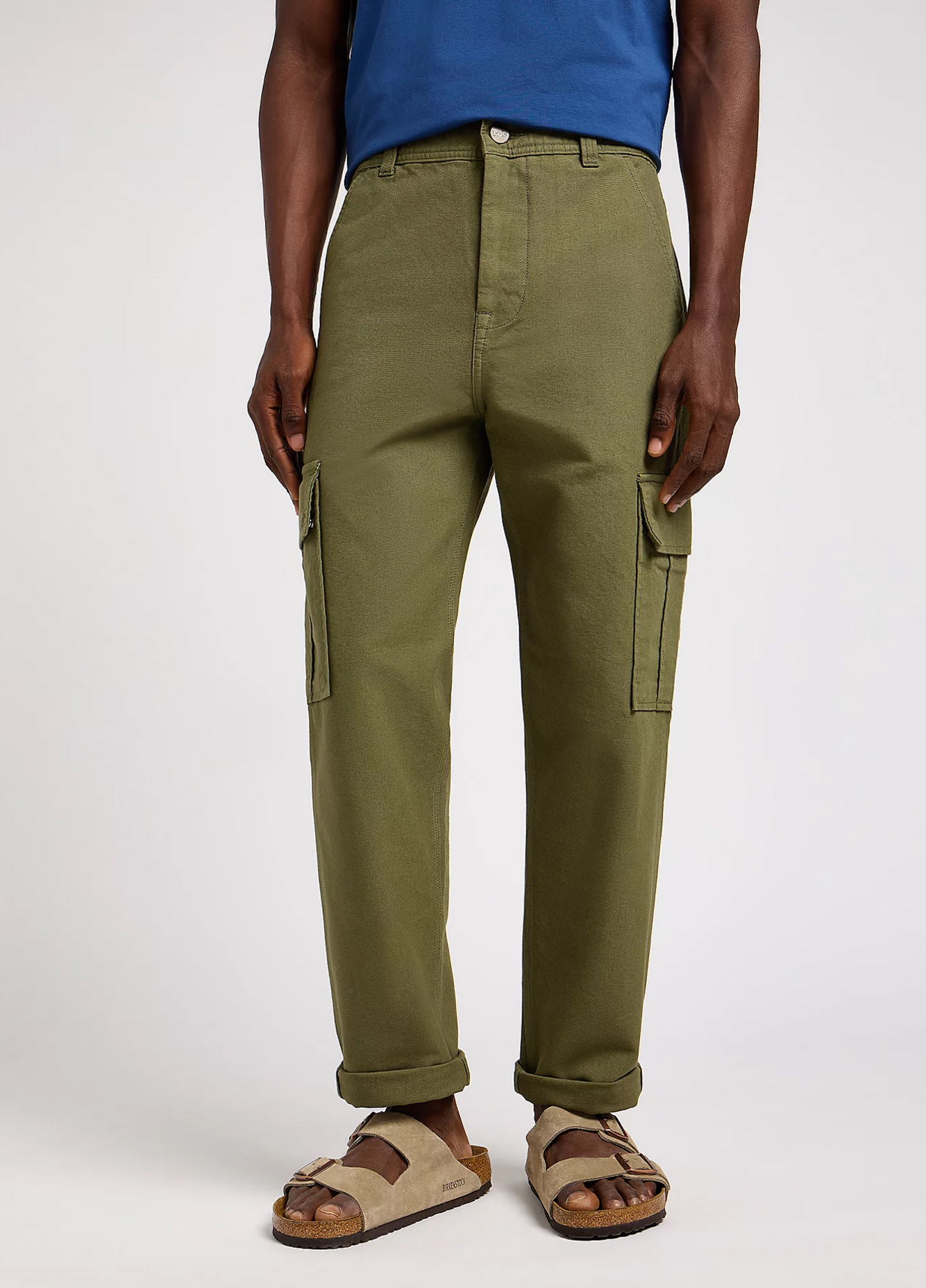 Men's Khaki Stretcher Trousers - Army Green in Central Division