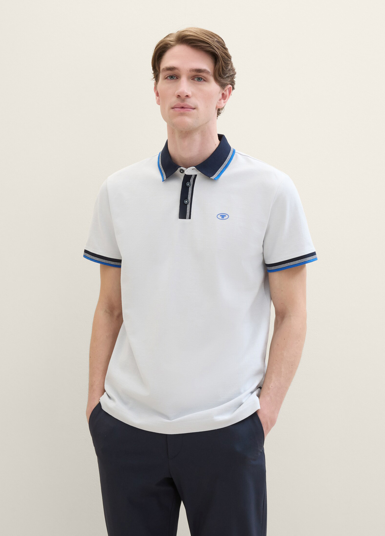 Tom Tailor Basic Polo Shirt Offwhite Streaky Two Tone - 1040822-27054