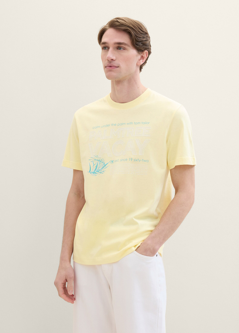 Tom Tailor C Neck T Shirt Light Yellow - 1041817-34585