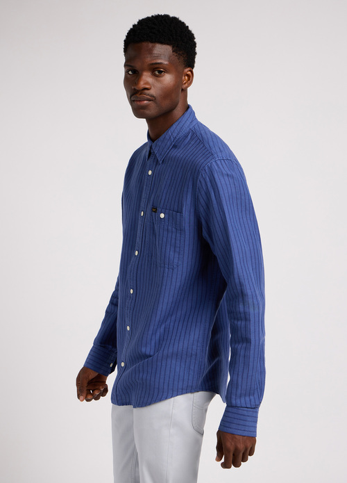 Lee Leesure Shirt Blue Stripe - 112349930