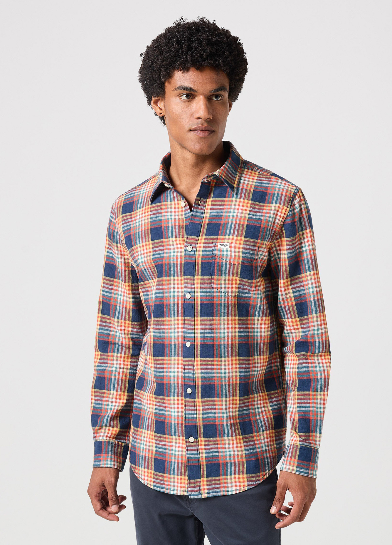 Wrangler® One Pocket Shirt - Navy Check