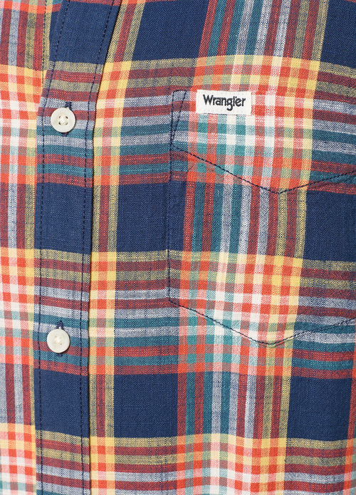 Wrangler One Pocket Shirt Navy Check - 112350491