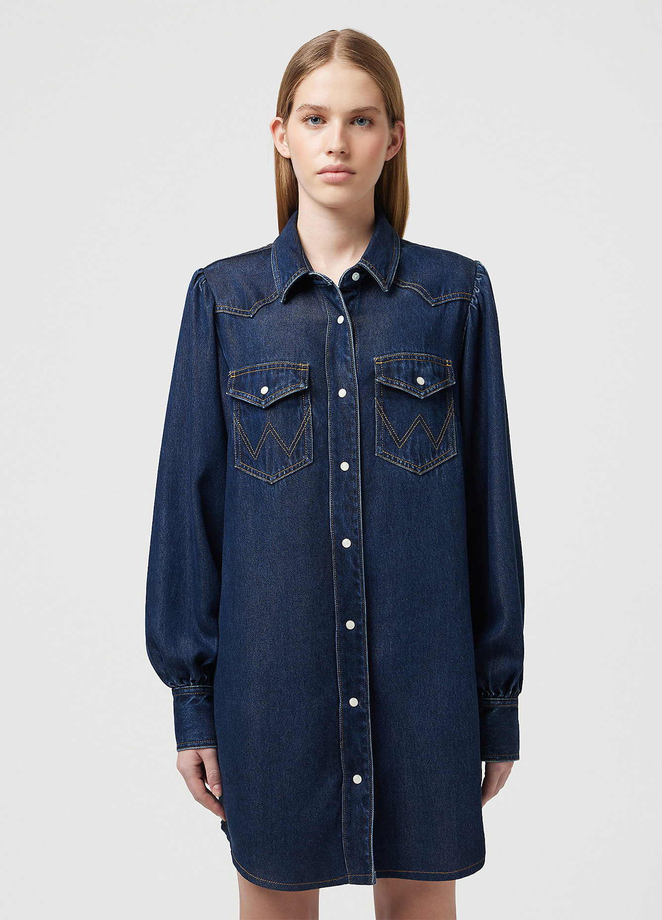 Wrangler® Ballonsleeve Shirt Dress - Rinse