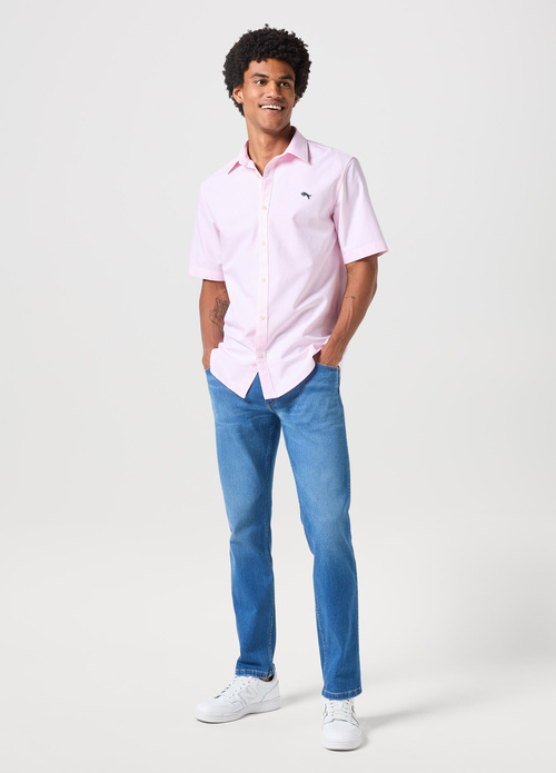 Wrangler® Short Sleeve One Pocket Shirt  - Pink Stripe