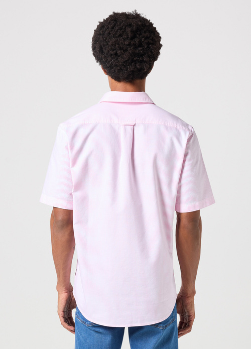 Wrangler® Short Sleeve One Pocket Shirt  - Pink Stripe