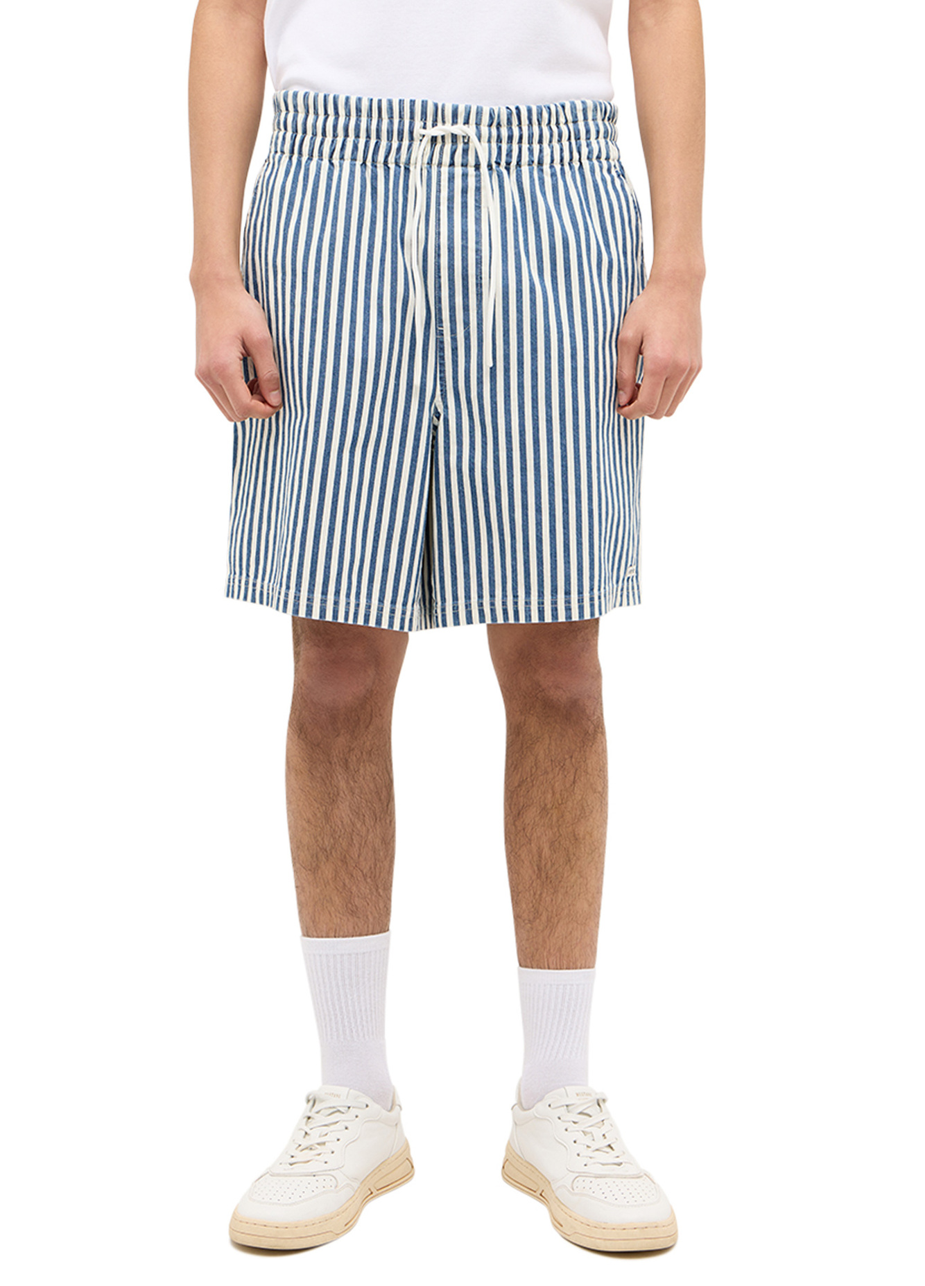 Mustang Jeans® Jim Cotton Linen Shorts - Indigo Stripe