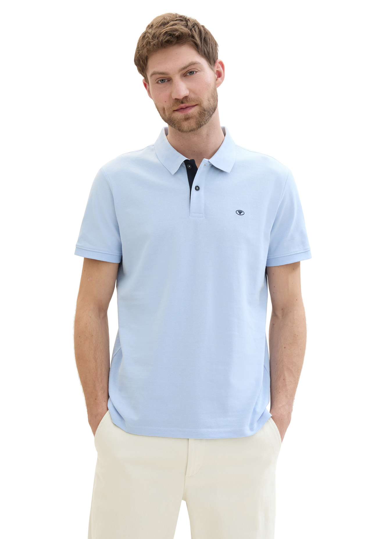 Tom Tailor® Basic Polo With Contrast - Windsurf Blue