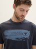 Tom Tailor T Shirt With A Text Print Sky Captain Blue - 1040956-10668