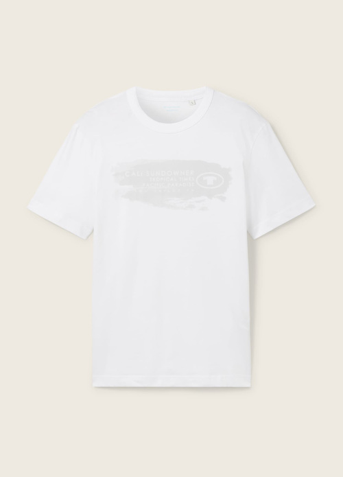 Tom Tailor T Shirt With A Text Print White - 1040956-20000