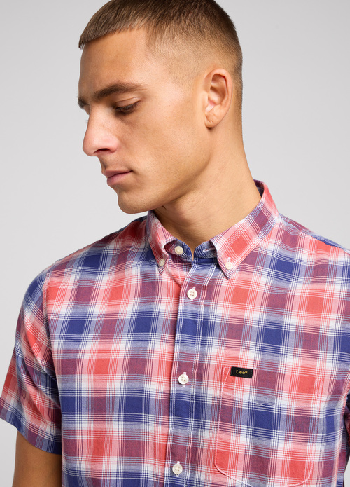 Lee Short Sleeve Button Down Poppy Check - 112349962