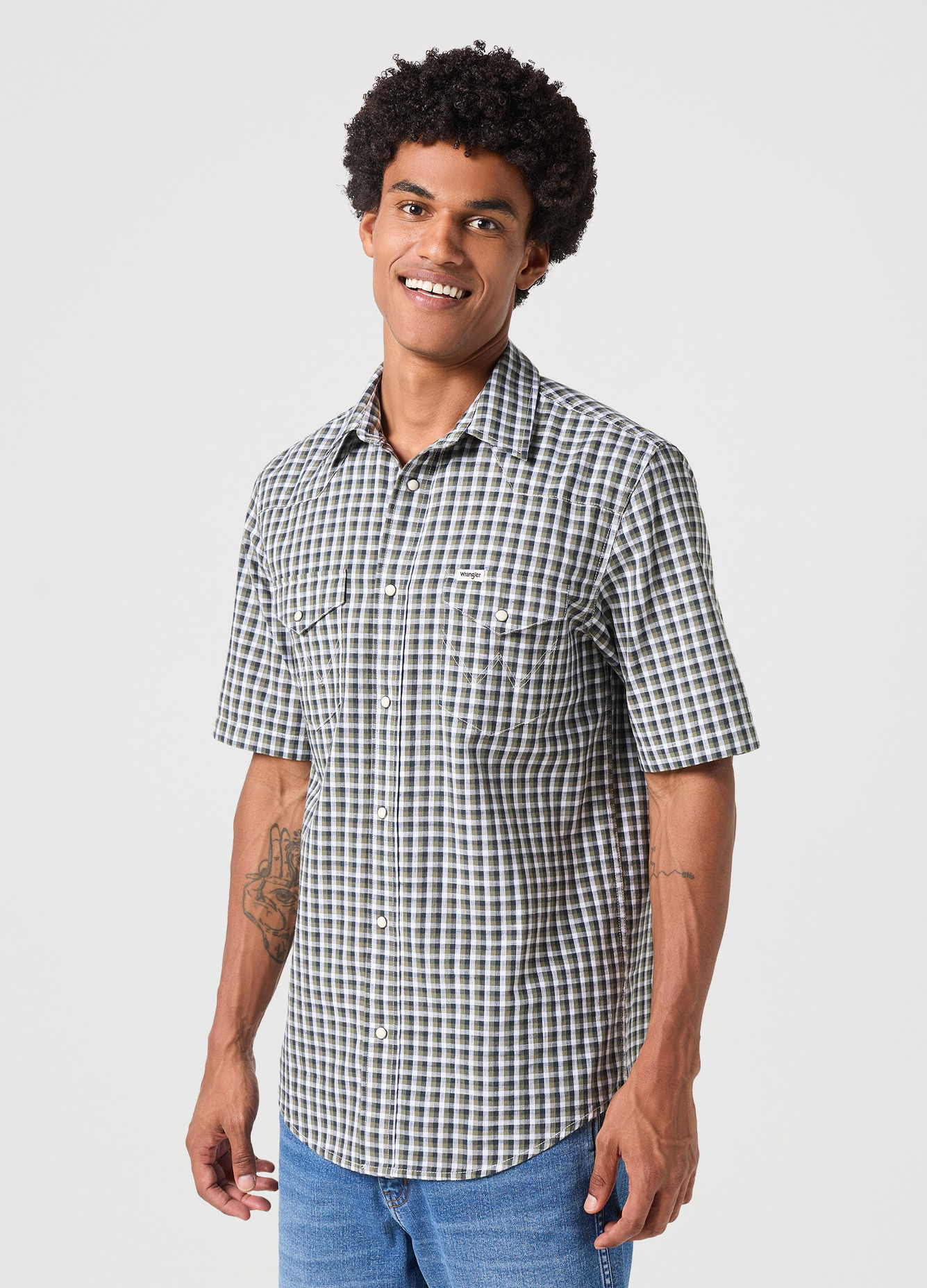 Wrangler® Short Sleeve Western Shirt - Green