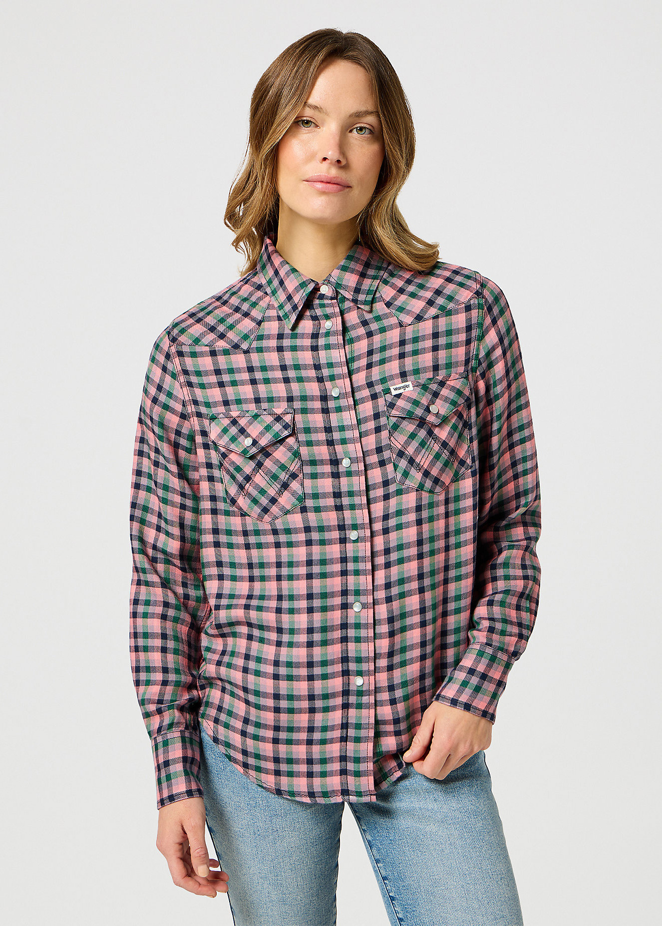 Wrangler Western Shirt Peach Check - 112356489