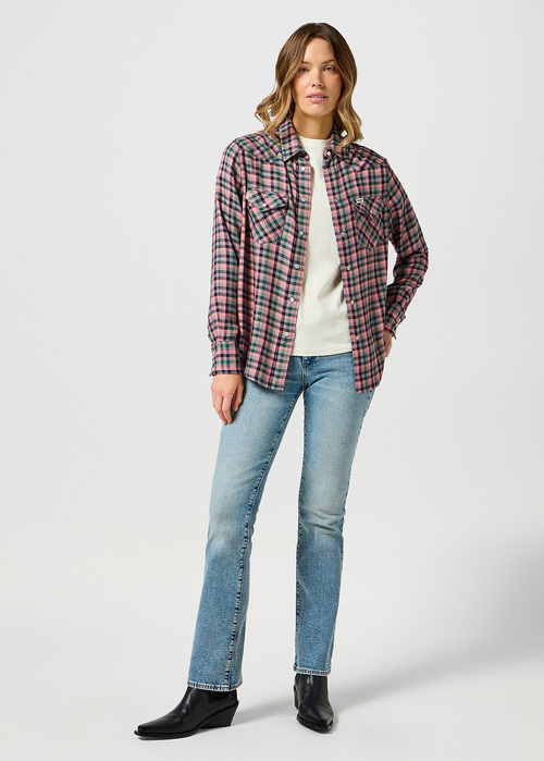 Wrangler® Western Shirt - Peach Check