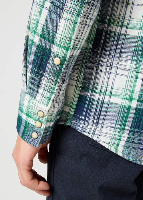 Wrangler® Western Shirt - Green Blue Check