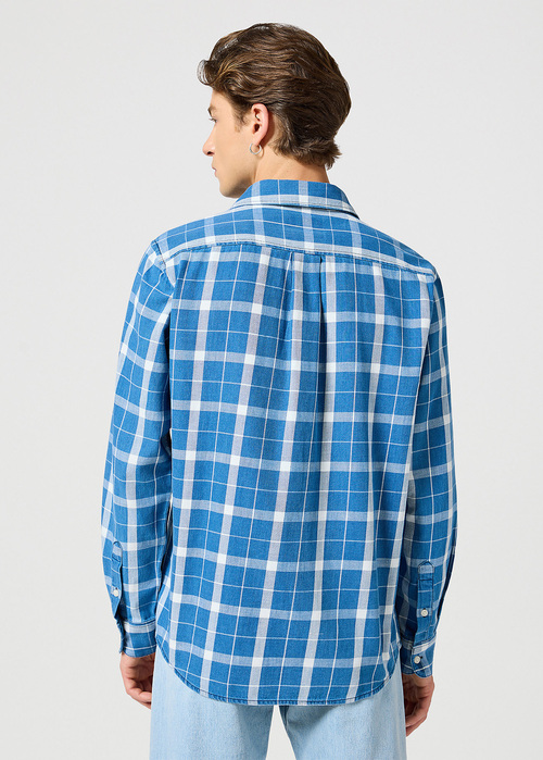 Wrangler® One Pocket Shirt - Blue Indigo Check