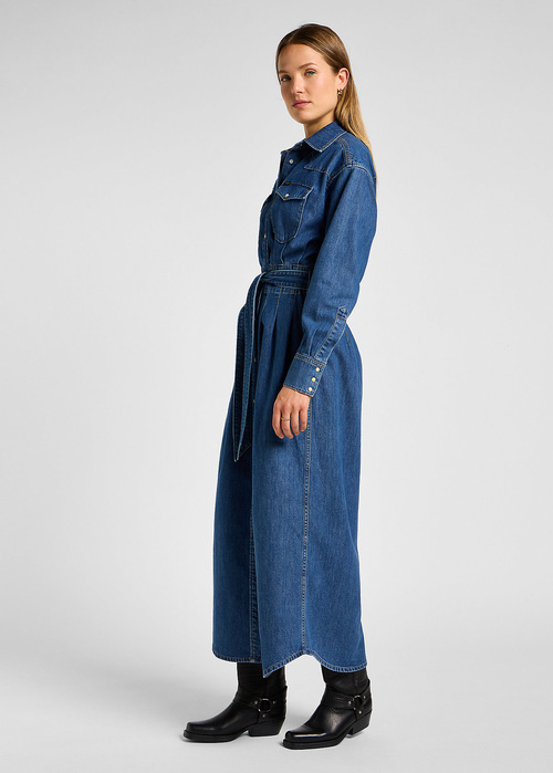 Lee Belted Western Dress Blue Fusion - 112357937