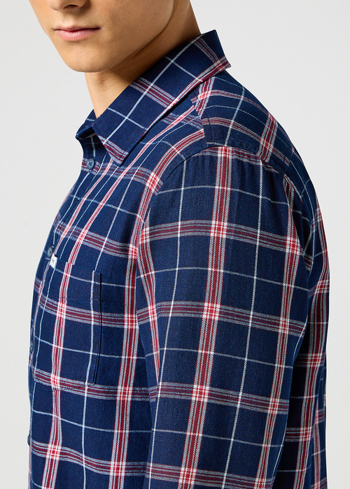 Wrangler® One Pocket Shirt - Red Indigo Check