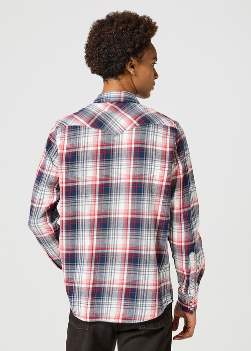 Wrangler® Western Shirt - Red Blue Check