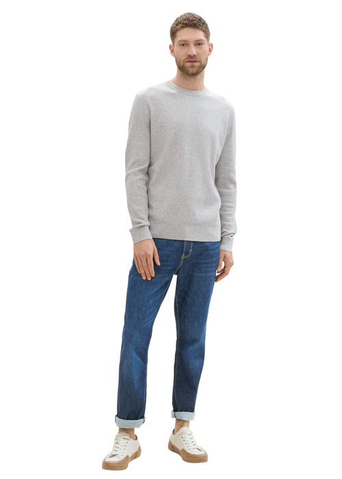 Tom Tailor Soft Sweater With A Round Neck Grey Heather Melange - 1043192-12035