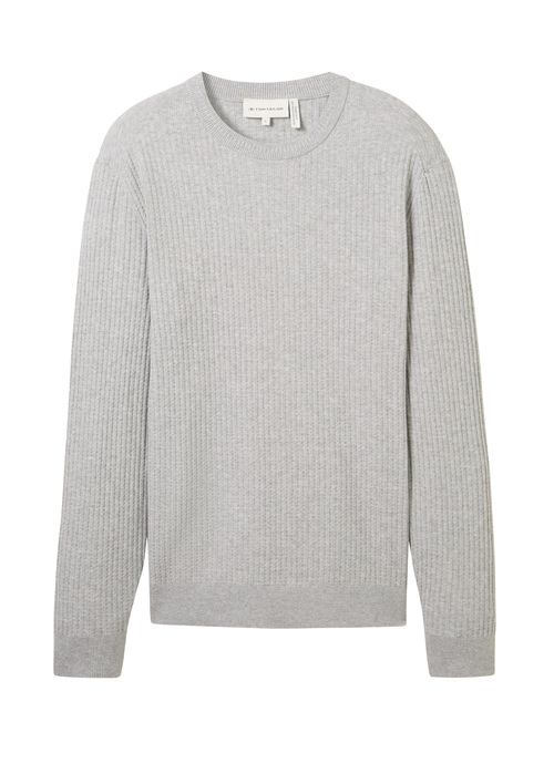 Tom Tailor Soft Sweater With A Round Neck Grey Heather Melange - 1043192-12035