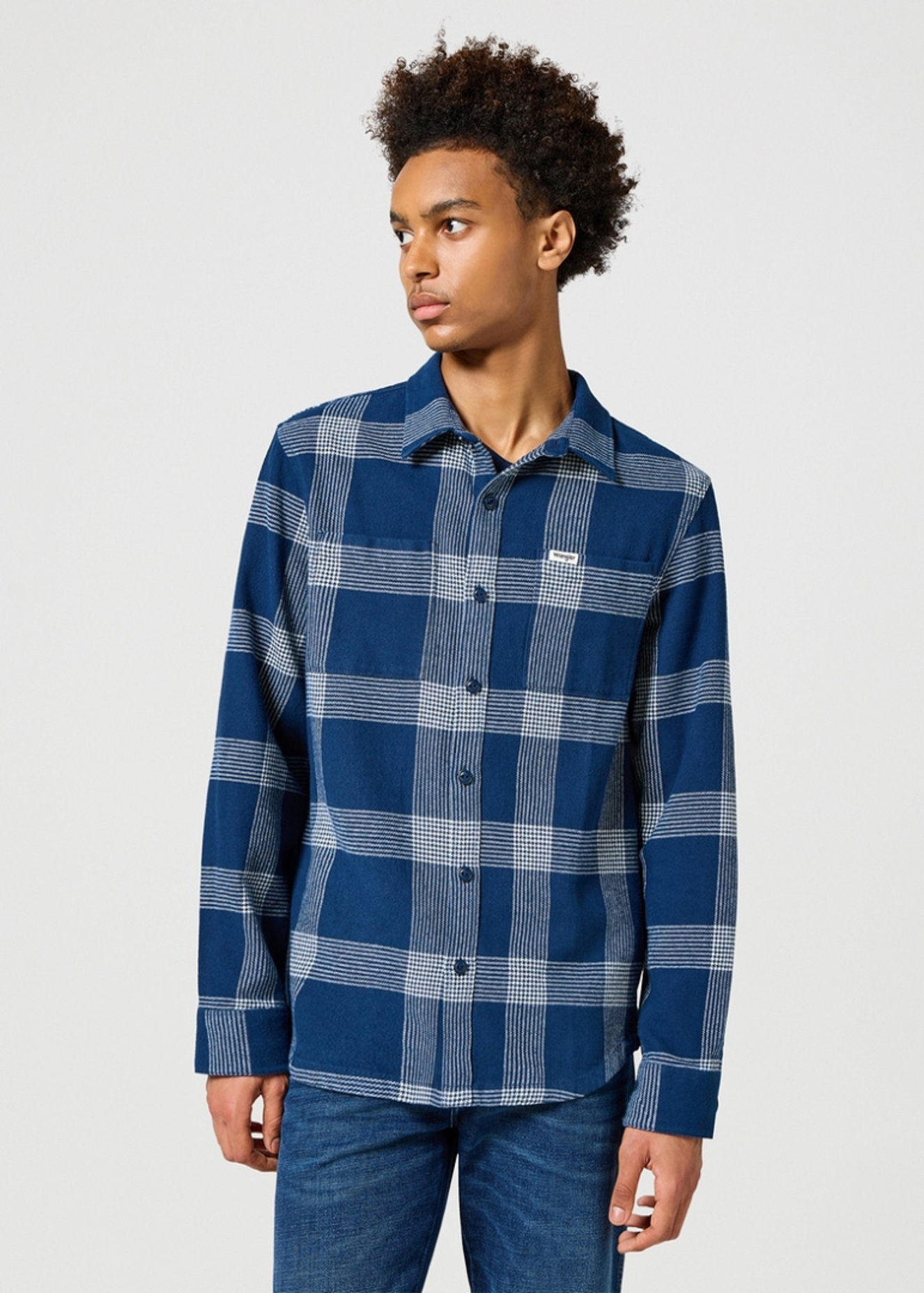 Wrangler® Overshirt - Black Iris Check