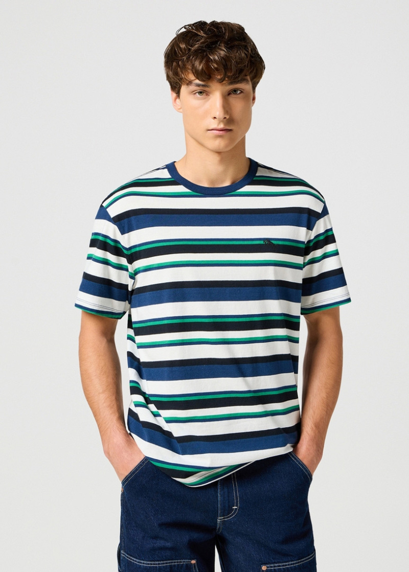 Wrangler Short Sleeve Stripe Tee Navy - 112357450