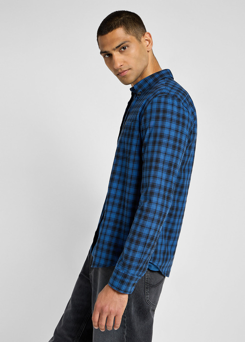 Lee Button Down Shirt Blue Check - 112355642