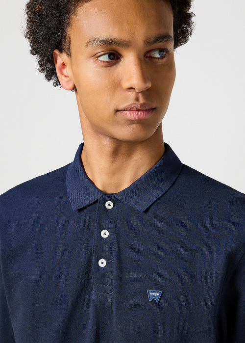 Wrangler® Long Sleeve Refined Polo - Navy