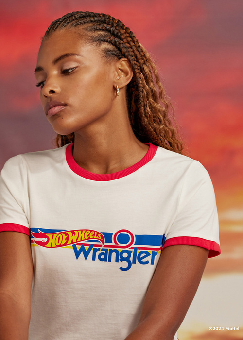 Wrangler X Hot Wheels Logo Ringer Tee White - 112357911