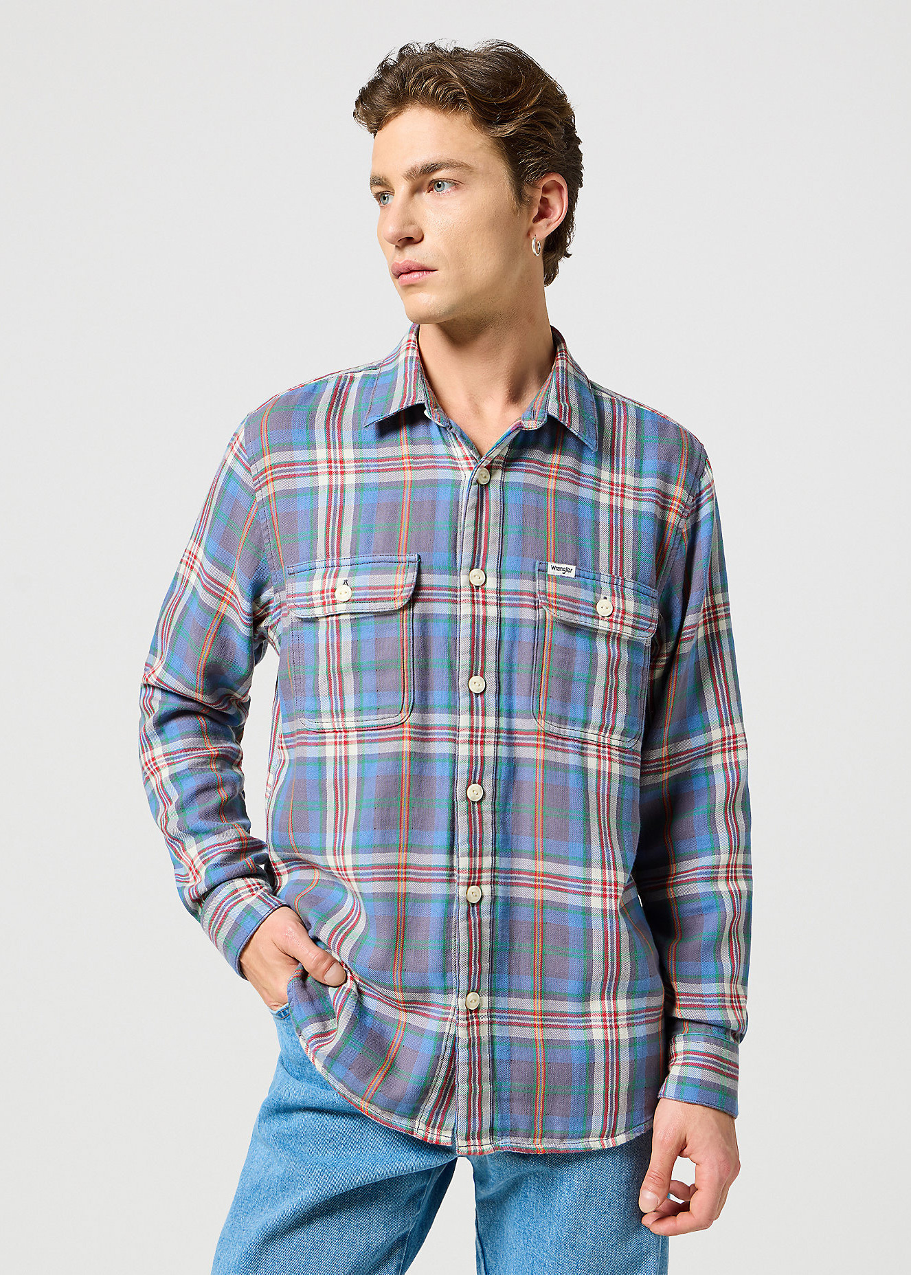 Wrangler Two Pocket Shirt Rainbow Check - 112357233