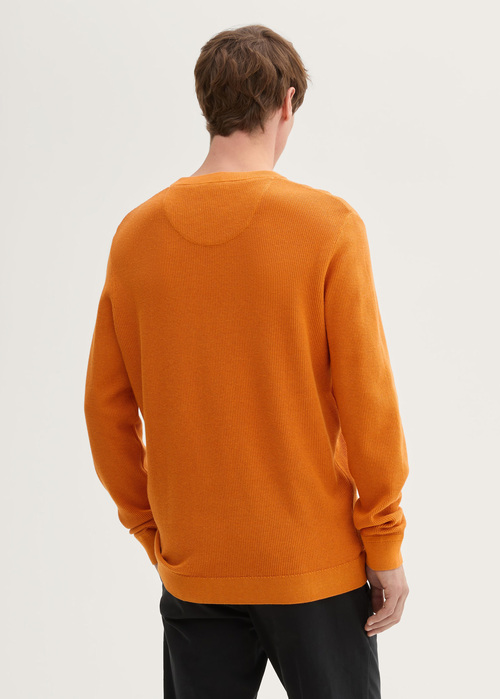 Tom Tailor® Structured Crew Neck Sweater - Pumpkin Orange Melange