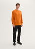 Tom Tailor® Structured Crew Neck Sweater - Pumpkin Orange Melange