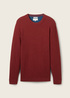 Tom Tailor® Structured Crew Neck Sweater - Burgundy Dark Red Melange