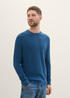 Tom Tailor® Structured Crew Neck Sweater - Dark Teal Melange