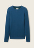 Tom Tailor® Structured Crew Neck Sweater - Dark Teal Melange