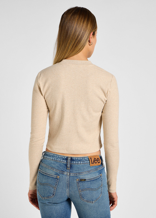 Lee® Long Sleeve Cropped Rib Tee - Oatmeal