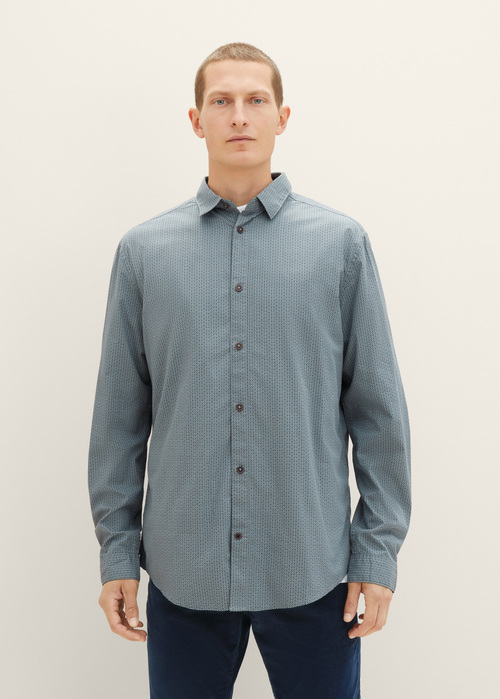 Tom Tailor® Shirt With An All-over Print - Grey Mint Geometric Design