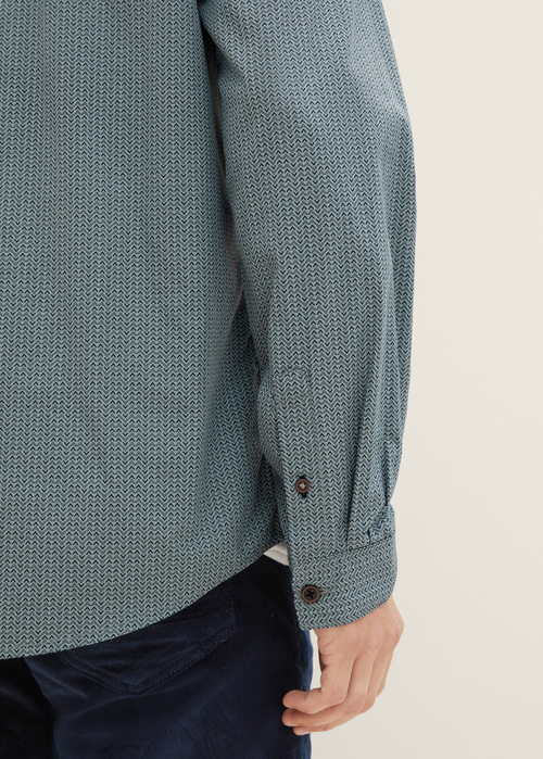 Tom Tailor® Shirt With An All-over Print - Grey Mint Geometric Design