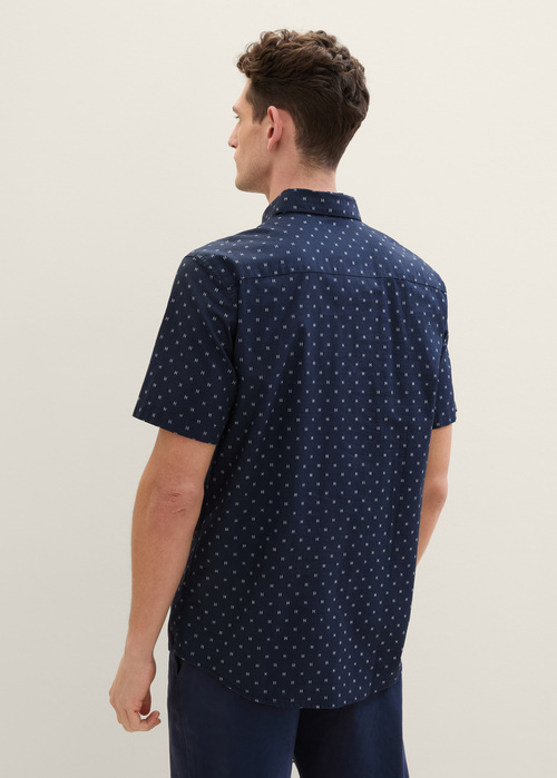 Tom Tailor Short Sleeved Shirt With A Print Navy Stripe Design - 1040138-34712