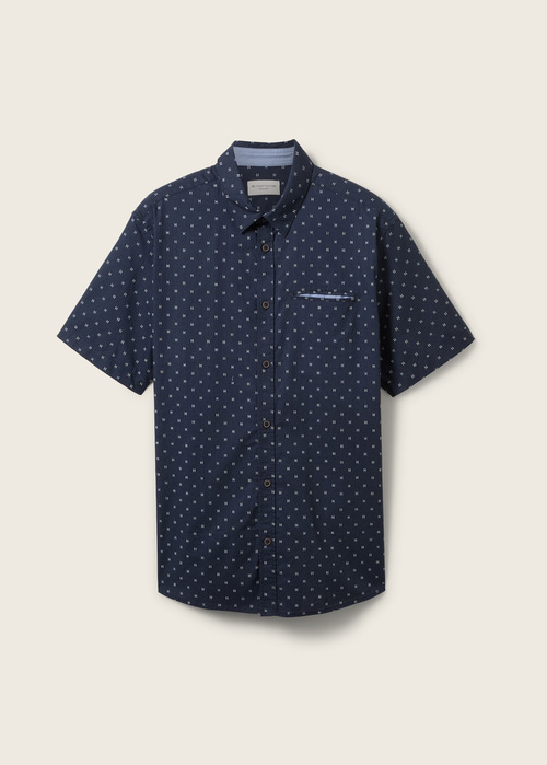 Tom Tailor® Short-sleeved Shirt With A Print - Navy Stripe Design