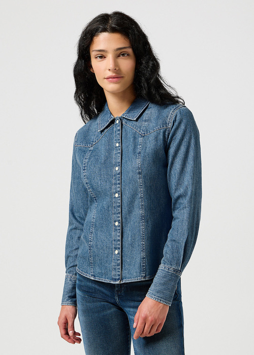 Wrangler® Exaggerated Yoke Shirt Jacket - Faded Blue