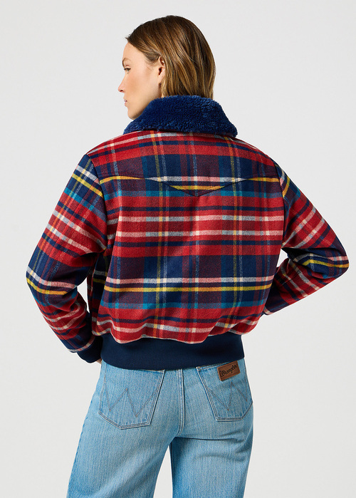 Wrangler Aviator Jacket Red Tartan - 112356508