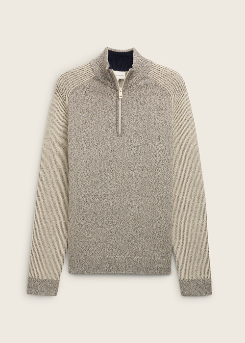 Tom Tailor® Halfzip Sweater - Sand Taupe Navy Multicolor