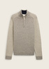 Tom Tailor® Halfzip Sweater - Sand Taupe Navy Multicolor