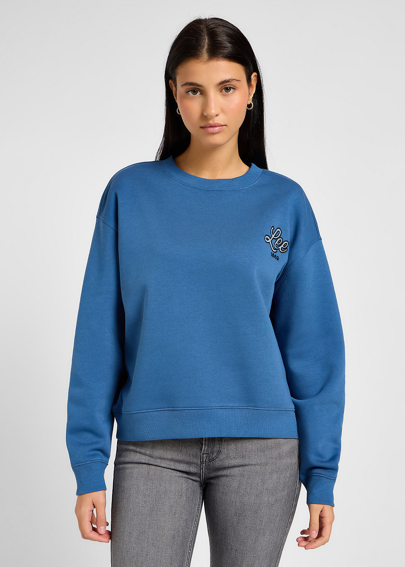 Lee Logo Crew Sweatshirt Midcentury Blue - 112355426